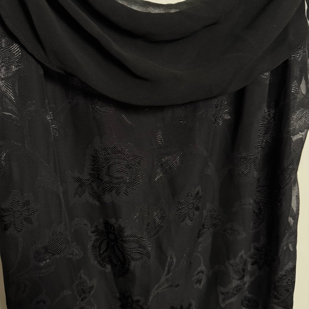 Urban Outfitters Tierra Chiffon Cowl Neck Asymmetrical Midi Black Dress Y2K M - Picture 5 of 15
